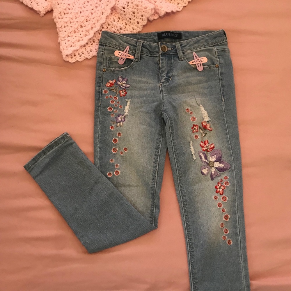 Girls Floral Jeans